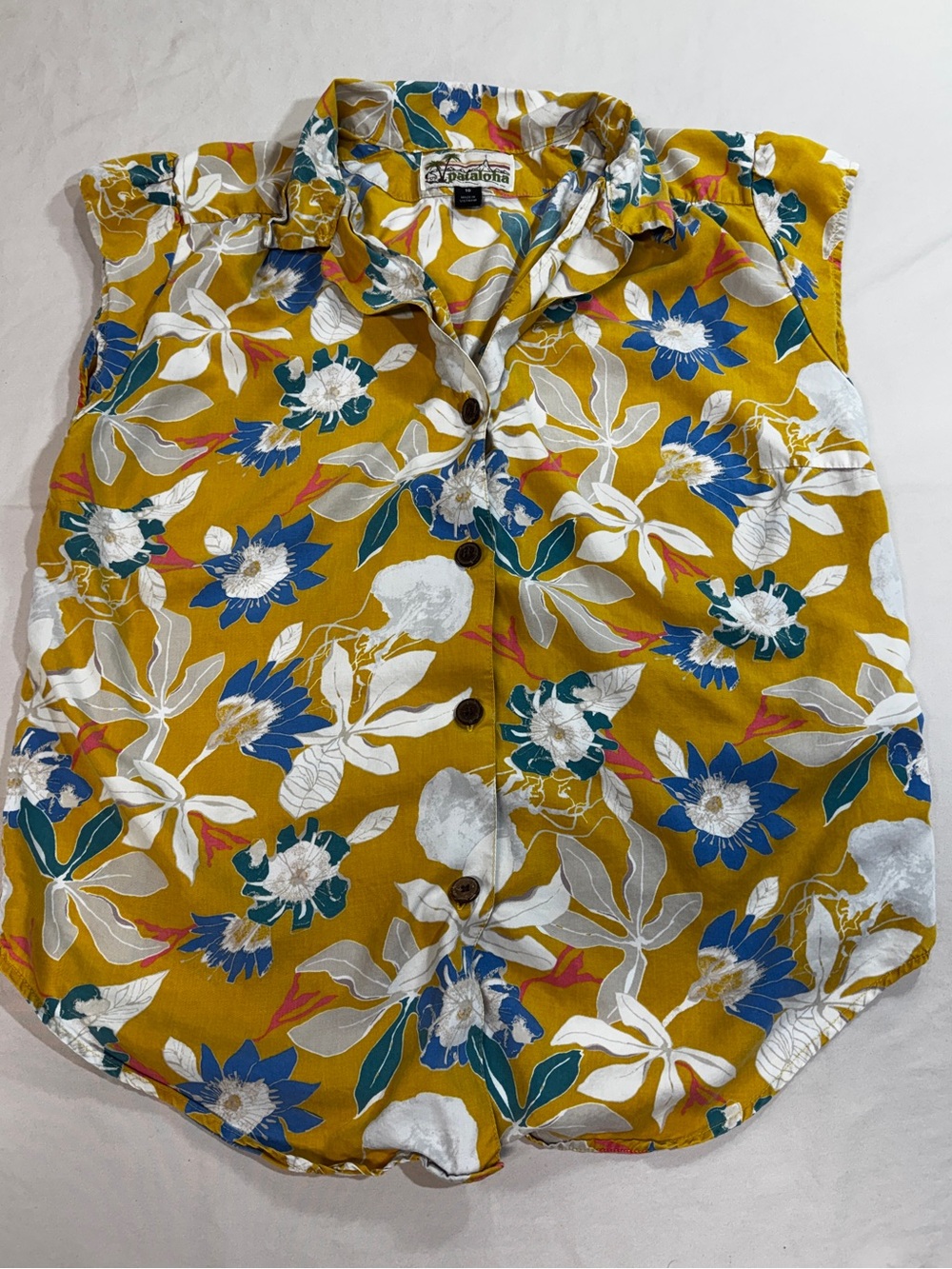 Patagonia Pataloha Button Up Shirt Womens 10 Tropical Hawaiian Lyocell